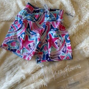 Kenny Flowers Kids Swim Trunks - Pink and Blue